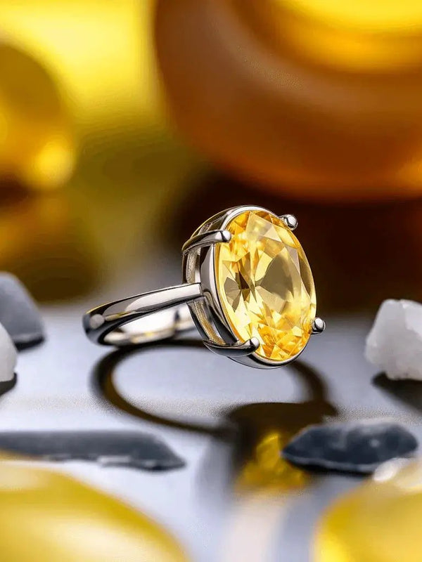 Oval Golden Yellow Sapphire (Pukhraj/Pitambari) Ring - Jupiter's Blessing | Brahmatells by Brahmatells