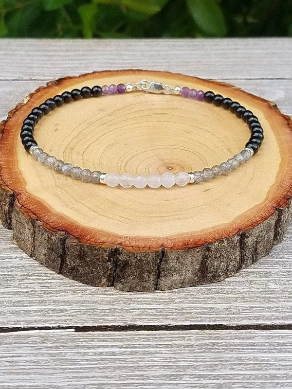 Protection Bracelet – Labradorite, Amethyst & Rose Quartz by Brahmatells