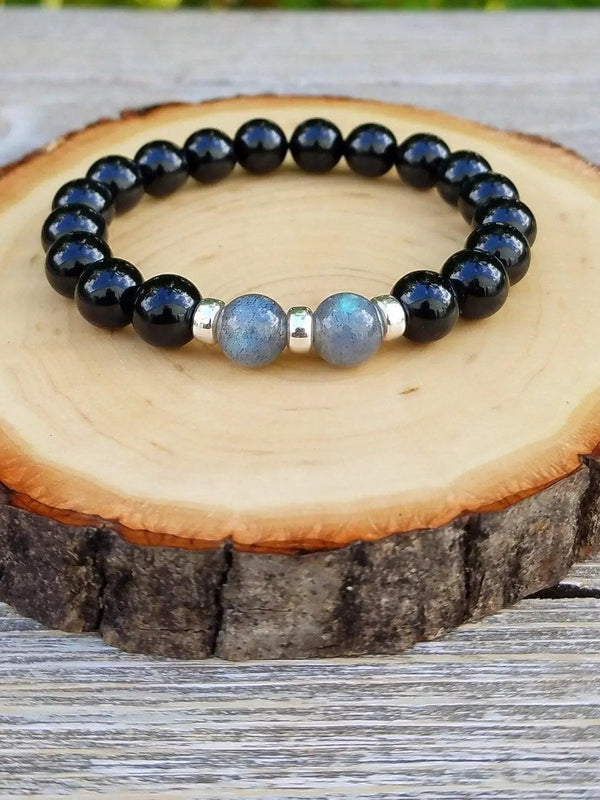 Protection Bracelet | Black Tourmaline & Labradorite Beaded Jewelry by Brahmatells