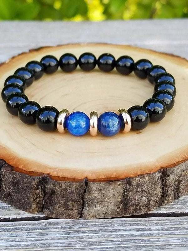 Kyanite & Black Tourmaline Protection Bracelet | Energy Shield Jewelry by Brahmatells