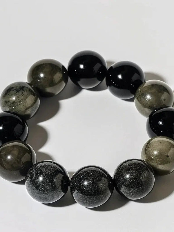 Pyrite and Black Obsidian Bracelet - Elegant Protection by Brahmatells