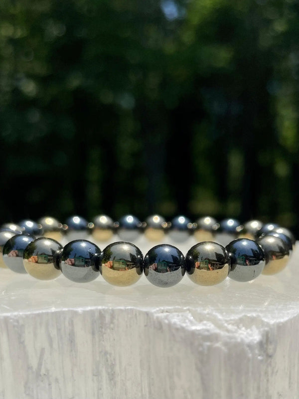 Pyrite and Hematite Bracelet – Bold Crystal Energy Blend by Brahmatells