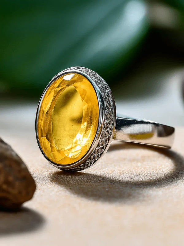 Radiant Yellow Sapphire Round Ring - Jupiter's Blessing | Brahmatells - BrahmatellsStore