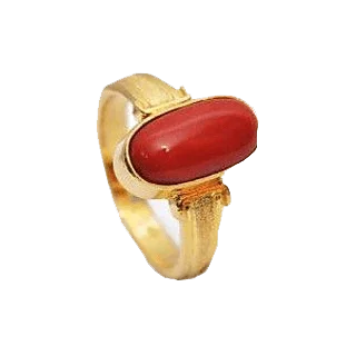 Red Coral Capsule-Crimson-Red Ring in Golden Setting | Brahmatells by Brahmatells