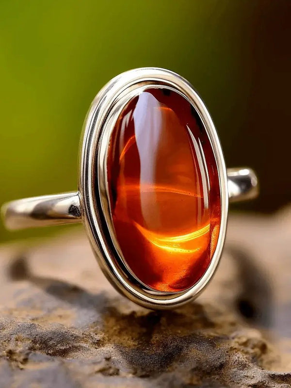 Reddish-Brown Hessonite Gomed Silver Ring - Saturn's Harmony | Brahmatells by Brahmatells