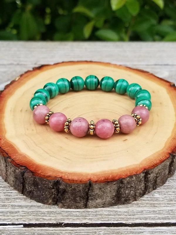 Rhodonite & Malachite Bracelet – Heart-Centered Crystal Design by Brahmatells