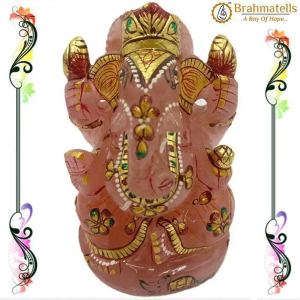 Rose Quartz Ganesha Idol: Embrace Love & Prosperity | Brahmatells by Brahmatells