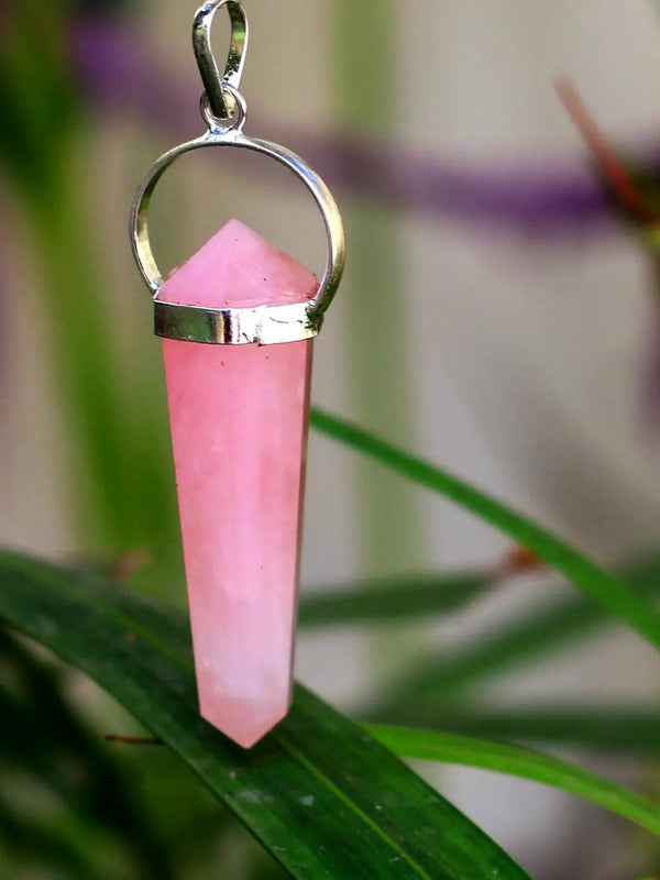 Rose Quartz Pencil Double Side Pendant by Brahmatells