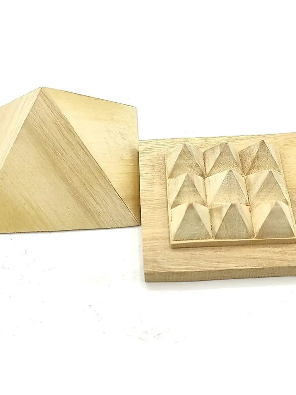 Shriparni Sriparni Wooden Pyramid 3" with Base Vastu Pyramid Plate for Home & Office Temple (Multiple Vastu Uses) by Brahmatells