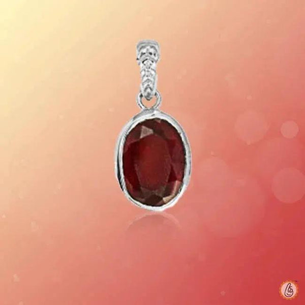 Silver Hessonite Gomed Oval Pendant - Embrace Saturn's Wisdom | Brahmatells by Brahmatells
