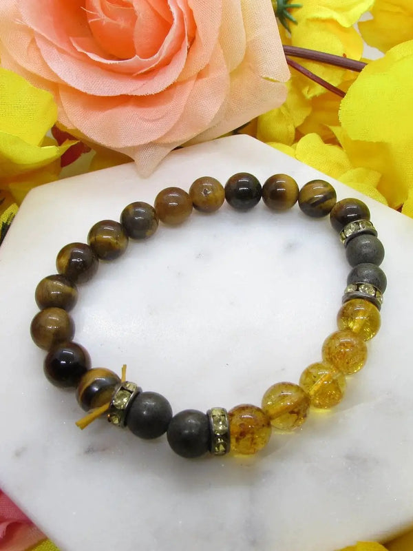 Success Bracelet – Citrine, Pyrite & Tiger Eye Stones by Brahmatells
