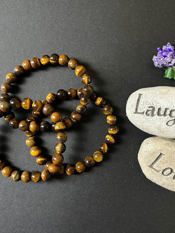 Tiger Eye Crystal Bracelet | 8MM Natural Beaded Gemstone Jewelry by Brahmatells