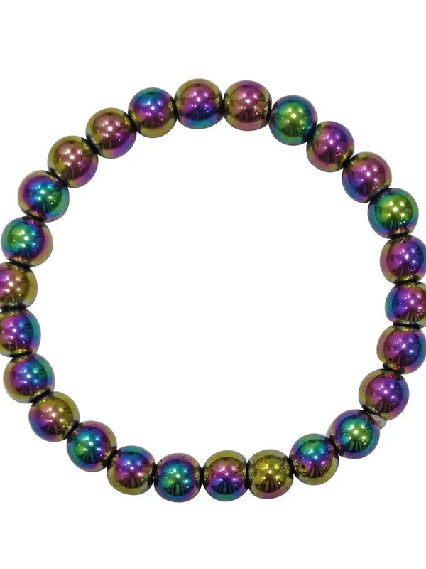 Titanium Hematite Bracelet – Rainbow Finish Grounding Stone by Brahmatells