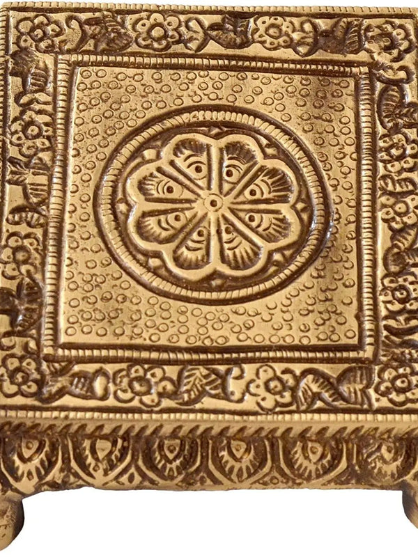 Two Moustaches Brass Pooja Chowki for Temple by Brahmatells