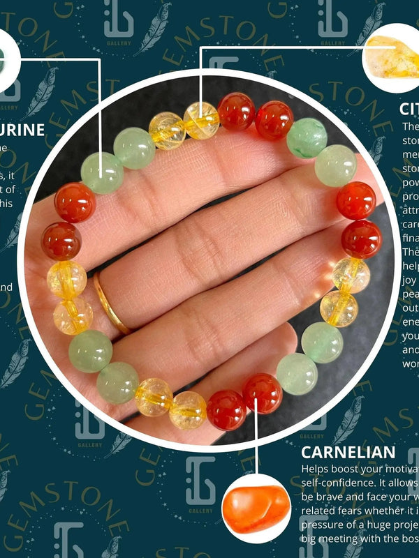 Unlock Career Success: Carnelian, Aventurine & Citrine Bracelet - Brahmatells by Brahmatells