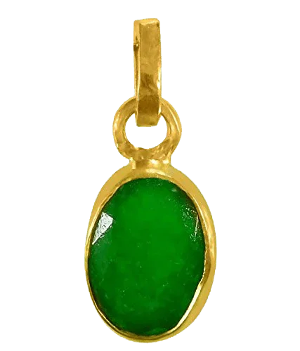 Vibrant Yellowish-Green Emerald Oval Pendant - Panna | Brahmatells by Brahmatells