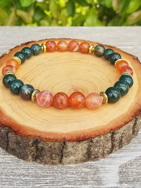 Vitality Bloodstone & Fire Agate Bracelet | Brahmatells by Brahmatells