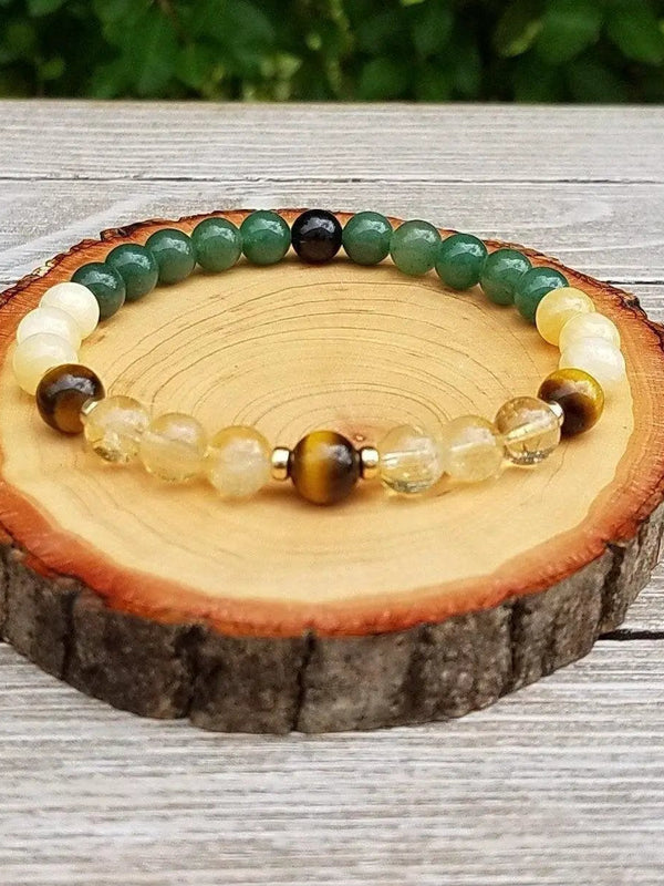 Wealth & Abundance Bracelet – Citrine & Tiger’s Eye Beads by Brahmatells