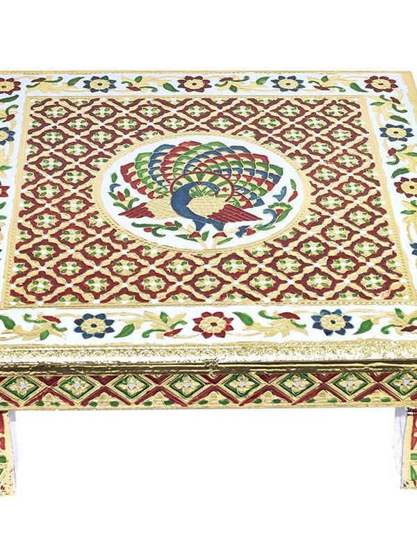 Wood Pooja Chowki (Multicolour ) by Brahmatells