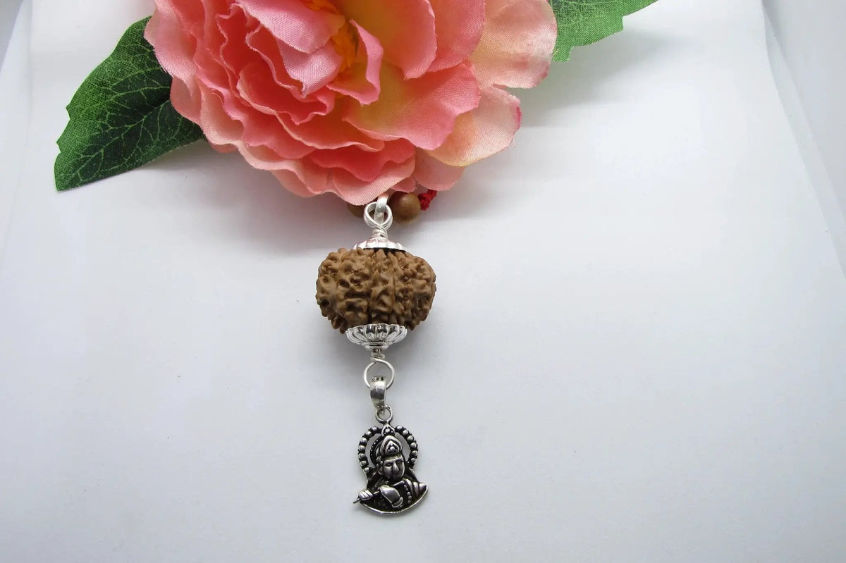 10 Mukhi Rudraksha Krishna Pendant in Pure Silver – Traditional Spiritual Jewelry for Cultural Significance by Brahmatells
