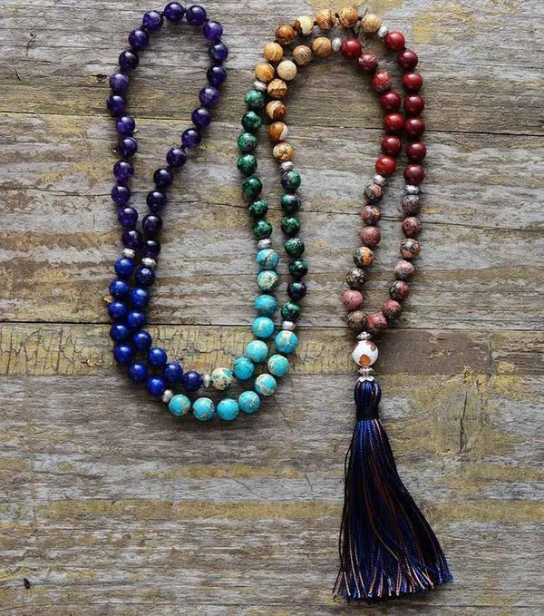 108 Beads Mala Necklace-Mala Prayer Tassel Necklace-Spiritual Yoga Meditation Balance Necklace Mental Health Protection by Brahmatells