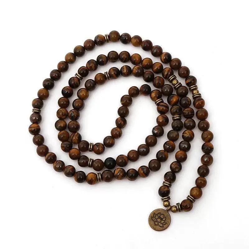 108 Tiger Eye Stone Mala - Enhance Focus & Clarity | Brahmatells by Brahmatells