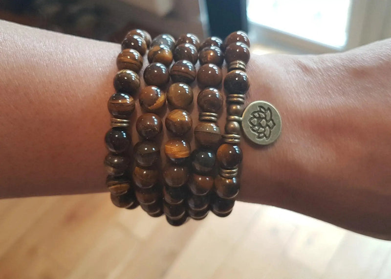 108 Tiger Eye Stone Mala - Enhance Focus & Clarity | Brahmatells by Brahmatells