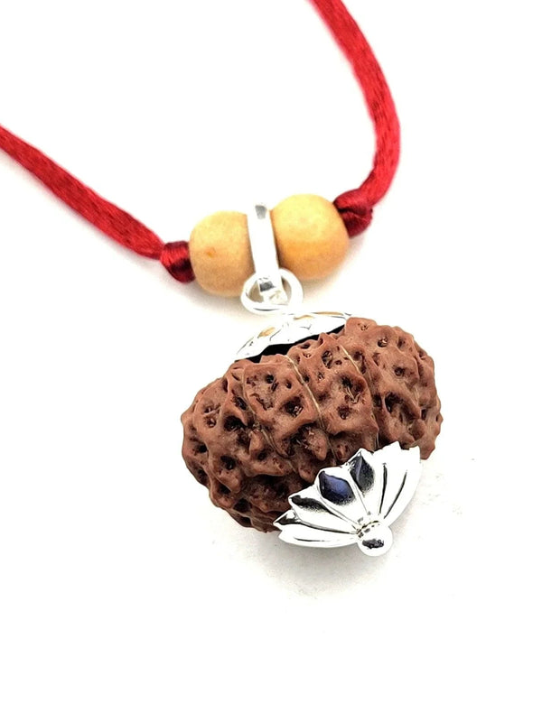 10 Mukhi Rudraksha Silver Cap Pendant - Divine Shield of Lord Vishnu | Brahmatells - BrahmatellsStore