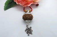 11 Mukhi Rudraksha Pendant with Hanuman Symbol in Sterling Silver - Spiritual Jewelry for Devotion by Brahmatells