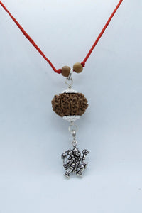 11 Mukhi Rudraksha Pendant with Hanuman Symbol in Sterling Silver - Spiritual Jewelry for Devotion by Brahmatells