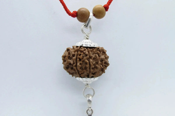 11 Mukhi Rudraksha Pendant with Hanuman Symbol in Sterling Silver - Spiritual Jewelry for Devotion by Brahmatells