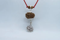 12 Mukhi Rudraksha Pendant with Surya Symbol in Silver - Spiritual Jewelry for Leadership & Clarity by Brahmatells