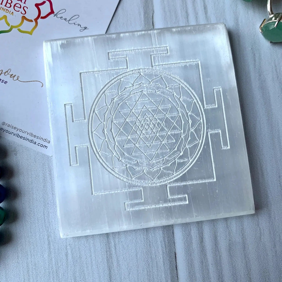 Brahmatells Selenite Shree Yantra Charging Plate. by Brahmatells