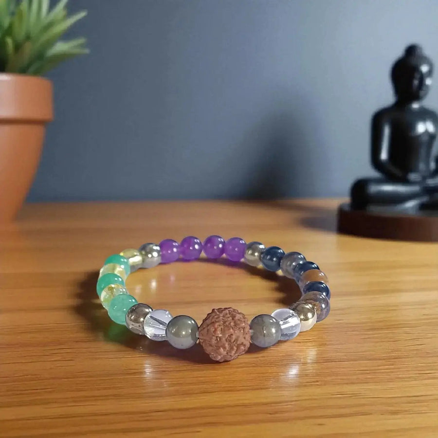 CelestiTrio Balance Bracelet – Multi‑Stone & Rudraksha by Brahmatells