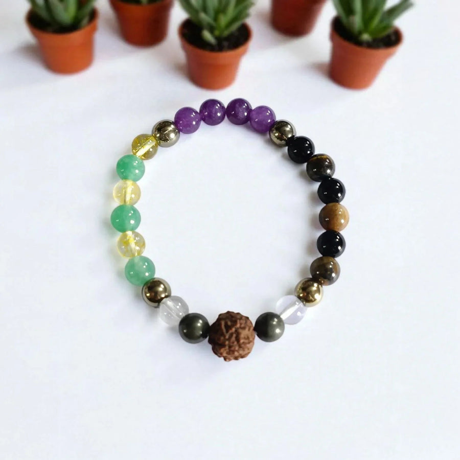 CelestiTrio Balance Bracelet – Multi‑Stone & Rudraksha by Brahmatells