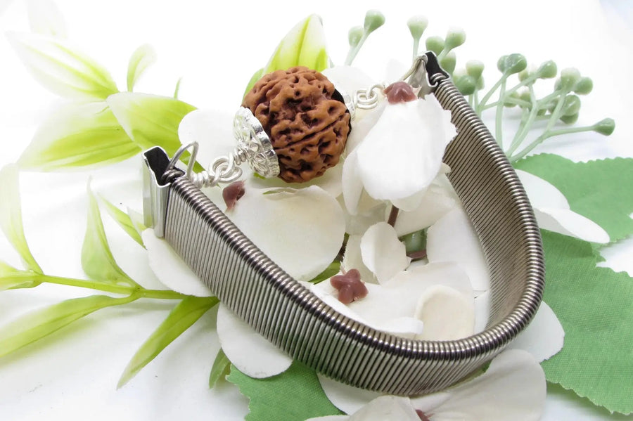 5 Mukhi Rudraksha Bracelet with Silver Pendant - Spiritual Elegance | Brahmatells by Brahmatells
