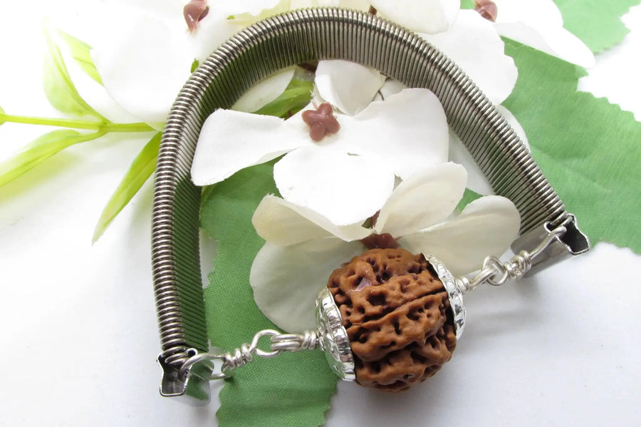 5 Mukhi Rudraksha Bracelet with Silver Pendant - Spiritual Elegance | Brahmatells by Brahmatells
