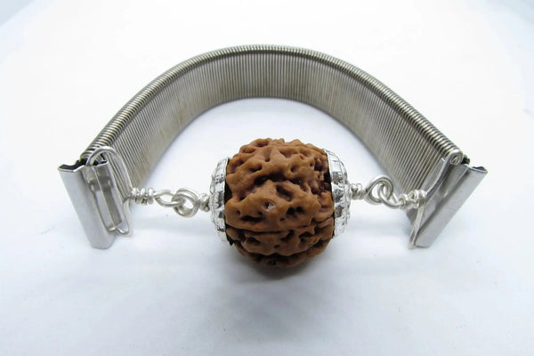 5 Mukhi Rudraksha Bracelet with Silver Pendant - Spiritual Elegance | Brahmatells by Brahmatells
