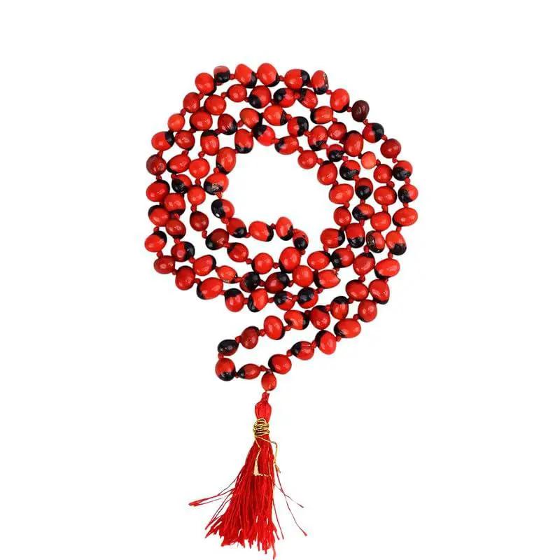 Brahmatells Red Chirmi Seeds Mala with 108 Beads by Brahmatells