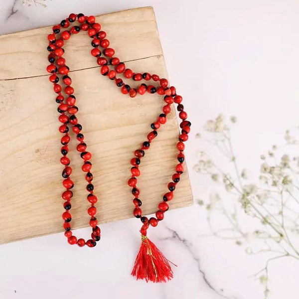Brahmatells Red Chirmi Seeds Mala with 108 Beads by Brahmatells