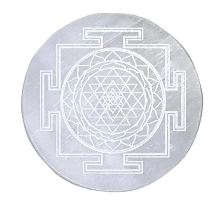 Brahmatells Selenite Shree Yantra Charging Plate. by Brahmatells