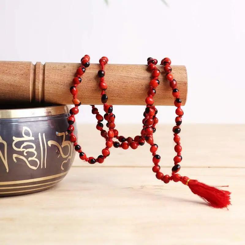 Brahmatells Red Chirmi Seeds Mala with 108 Beads by Brahmatells