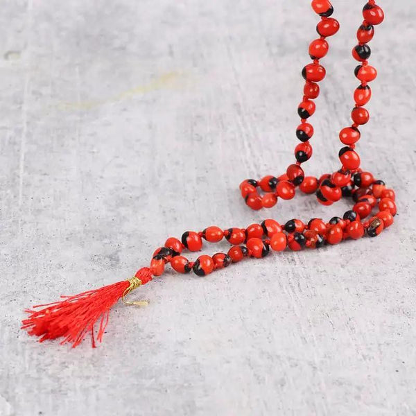 Brahmatells Red Chirmi Seeds Mala with 108 Beads by Brahmatells