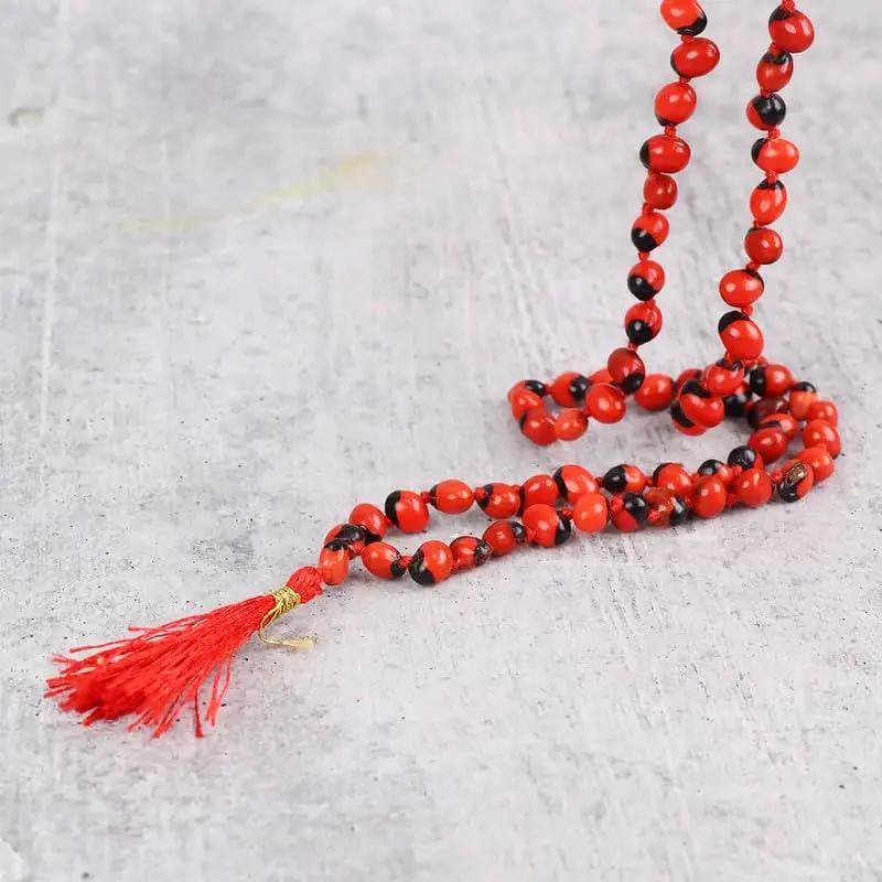 Brahmatells Red Chirmi Seeds Mala with 108 Beads by Brahmatells