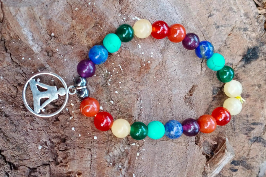 7 Chakra Healing Bracelets with Hematite & Spiritual Symbols | Brahmatells by Brahmatells