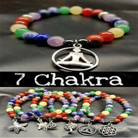 7 Chakra Healing Bracelets with Hematite & Spiritual Symbols | Brahmatells by Brahmatells
