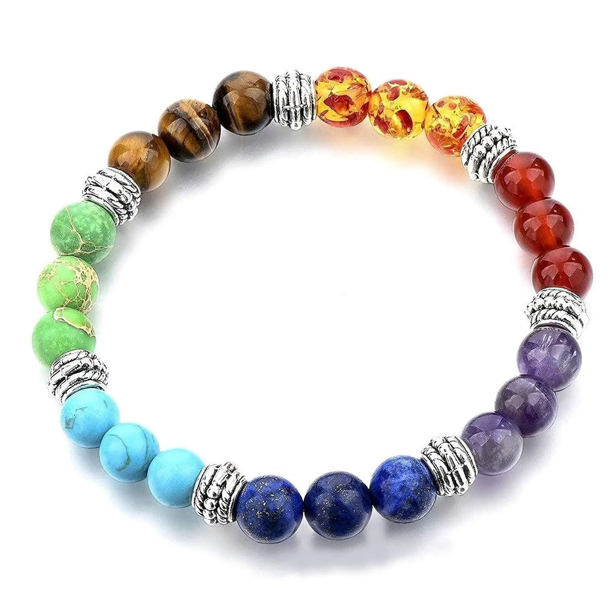 7 Chakra Reiki Gemstone Bracelet | Triple Protection for Men & Women by Brahmatells