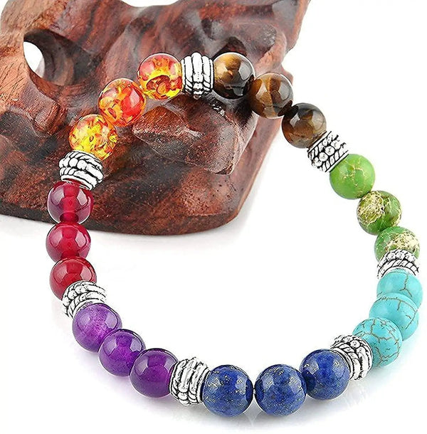 7 Chakra Reiki Gemstone Bracelet | Triple Protection for Men & Women by Brahmatells