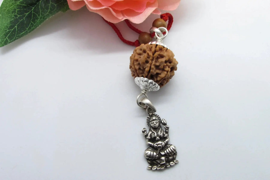 7 Mukhi Rudraksha & Laxmi Pendant in Silver | Brahmatells by Brahmatells