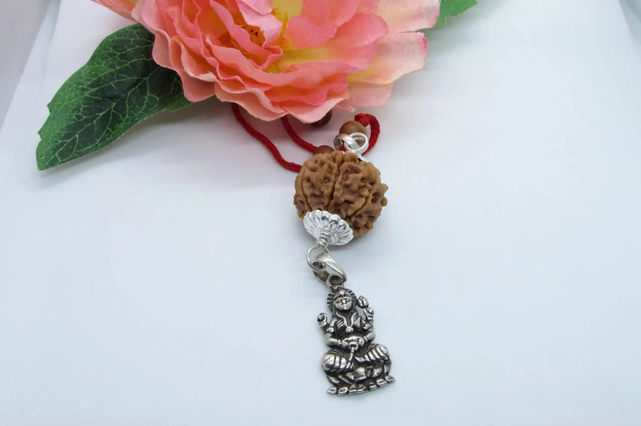 7 Mukhi Rudraksha & Laxmi Pendant in Silver | Brahmatells by Brahmatells